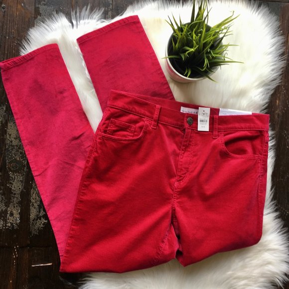 LOFT Magenta Kiss Velvet Skinny Pants 8 29 NWT NEW - Picture 2 of 8